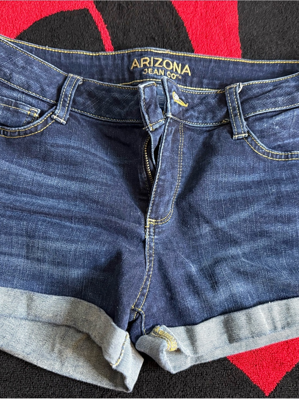 Arizona Jean Company Dark Blue Cuffed Denim Shorts
